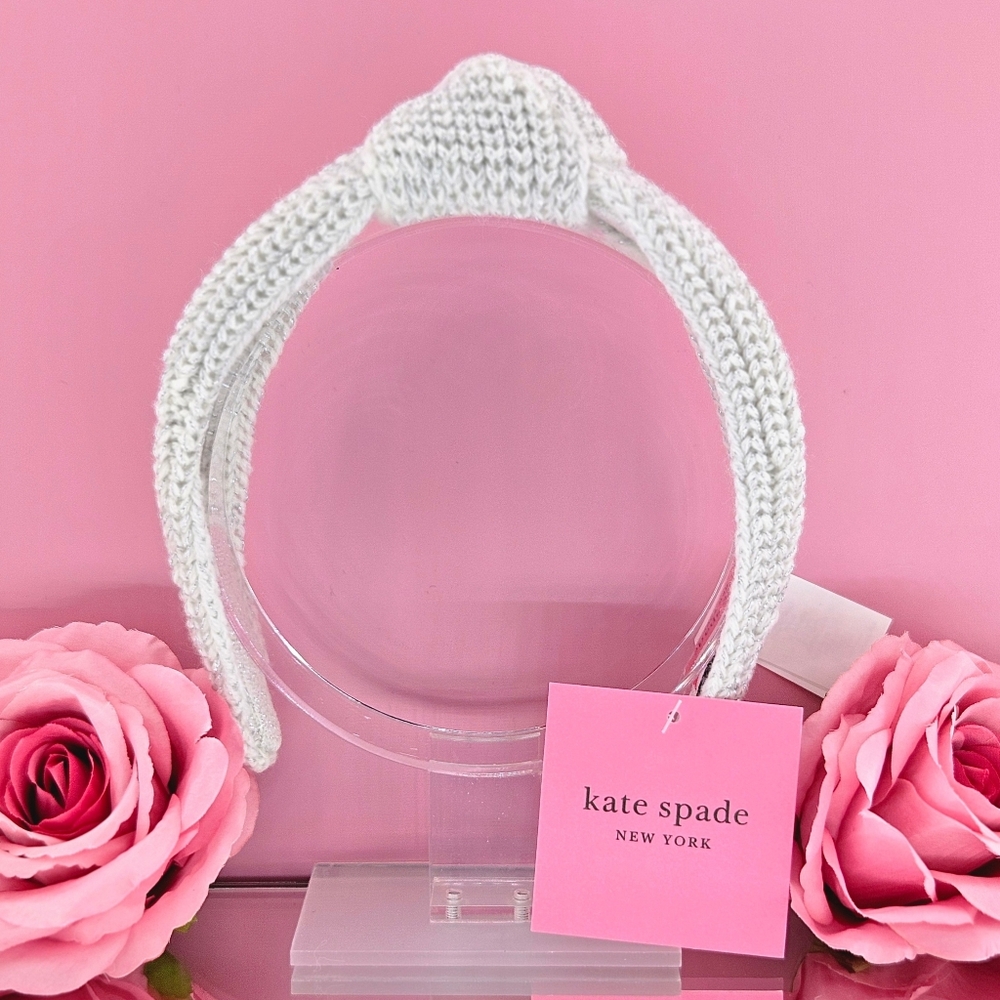 Kate Spade Headband French Cream Metallic Bow Wool Blend Sparkle Knot Preppy